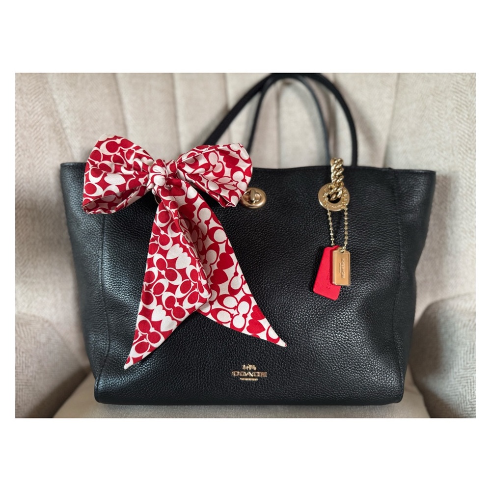 Coach Turn Lock Pebbled Leather Tote